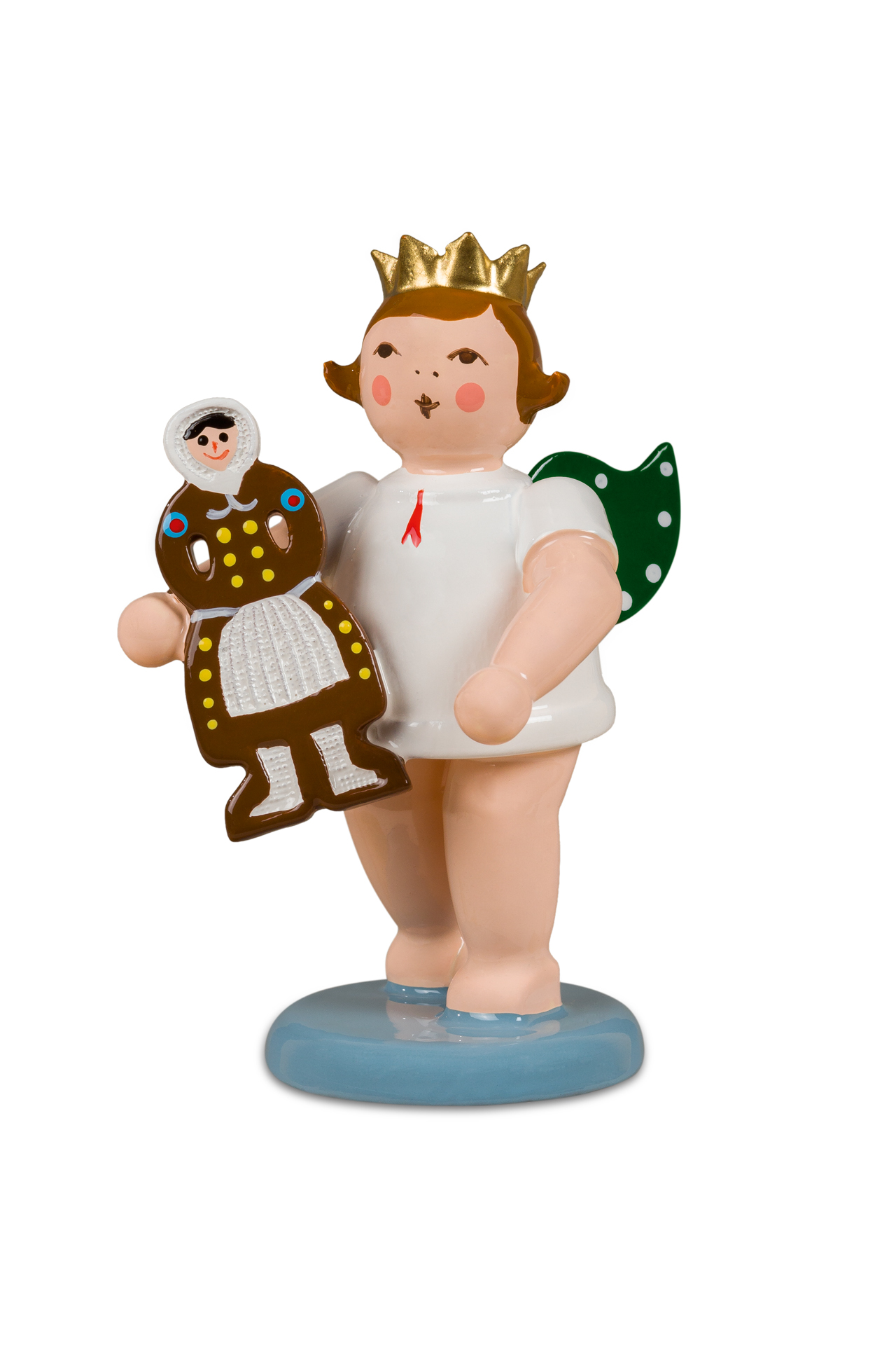 Engel mit Olberhauer Marktfigur" Pfefferkuchenfrau" mK