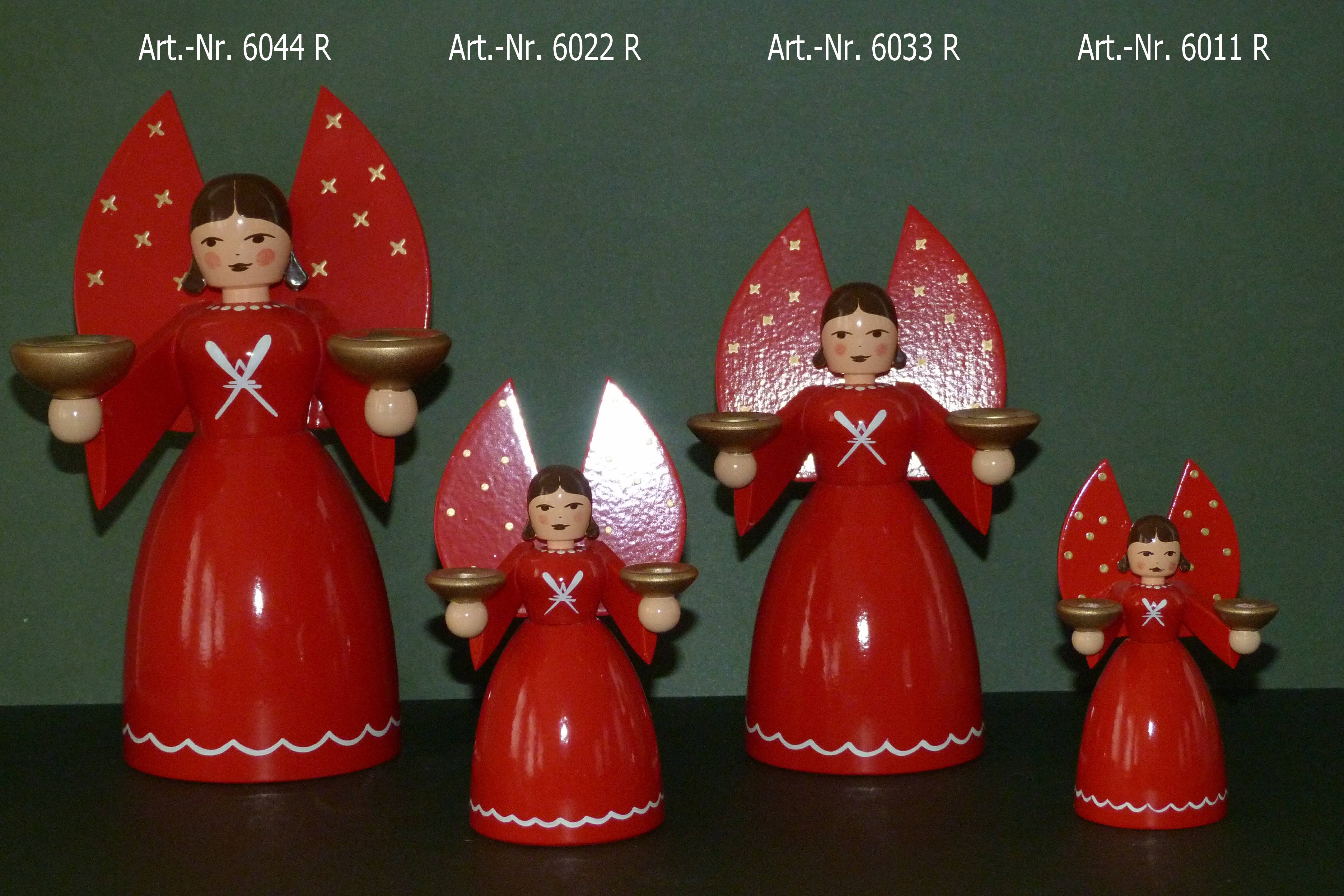 Barockengel - rot, mit Kerzenhalter