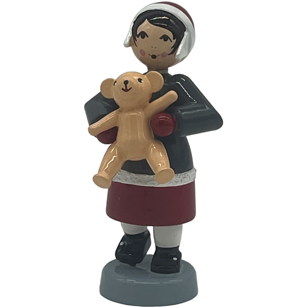 Geschenkkinder Mädchen mit Teddy, rot