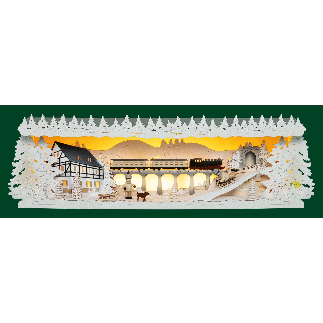 LED-Panorama-Schwibbogenerhöhung, verschneit, für 53 cm Schwibbögen