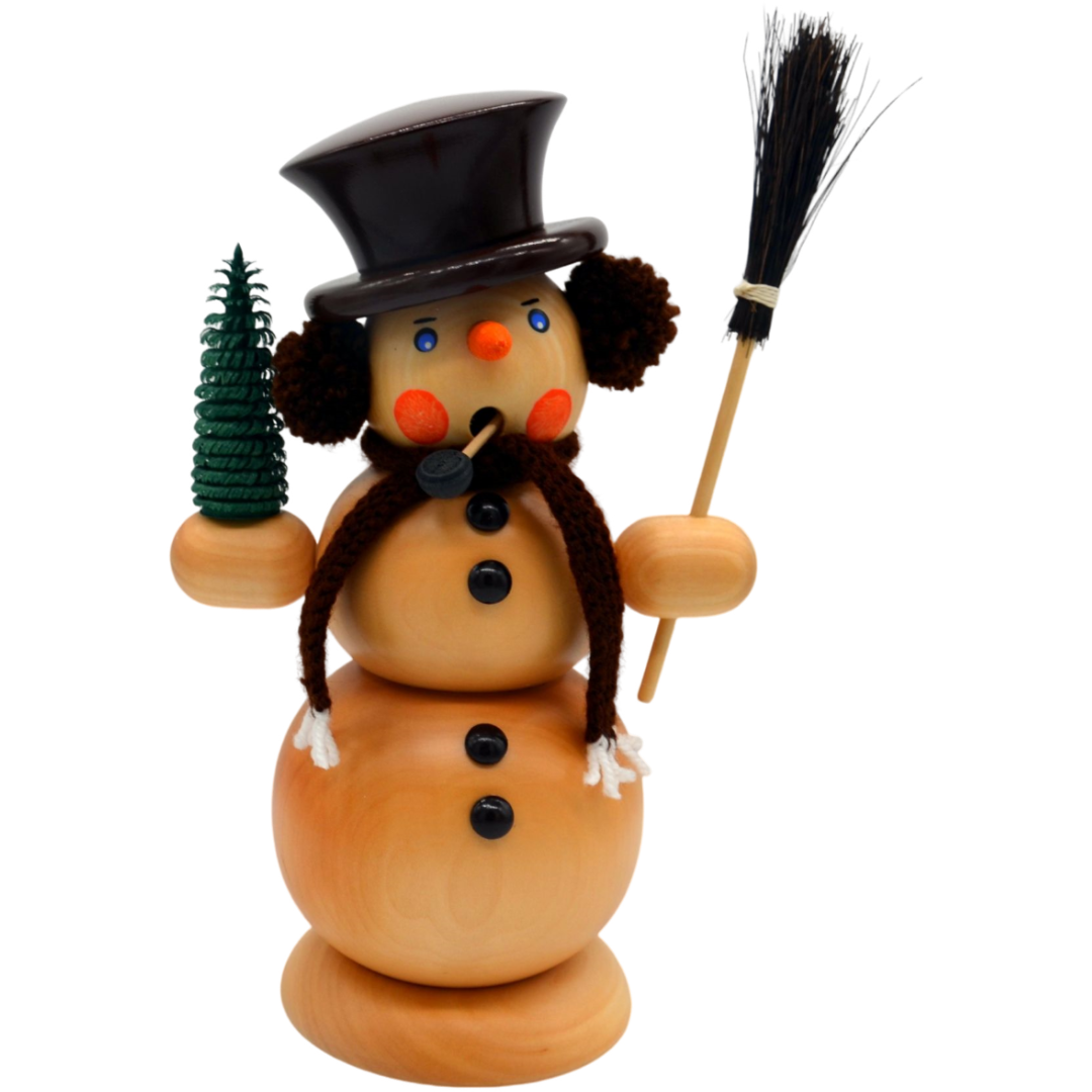 Räuchermann Schneemann mit Tanne und  Besen