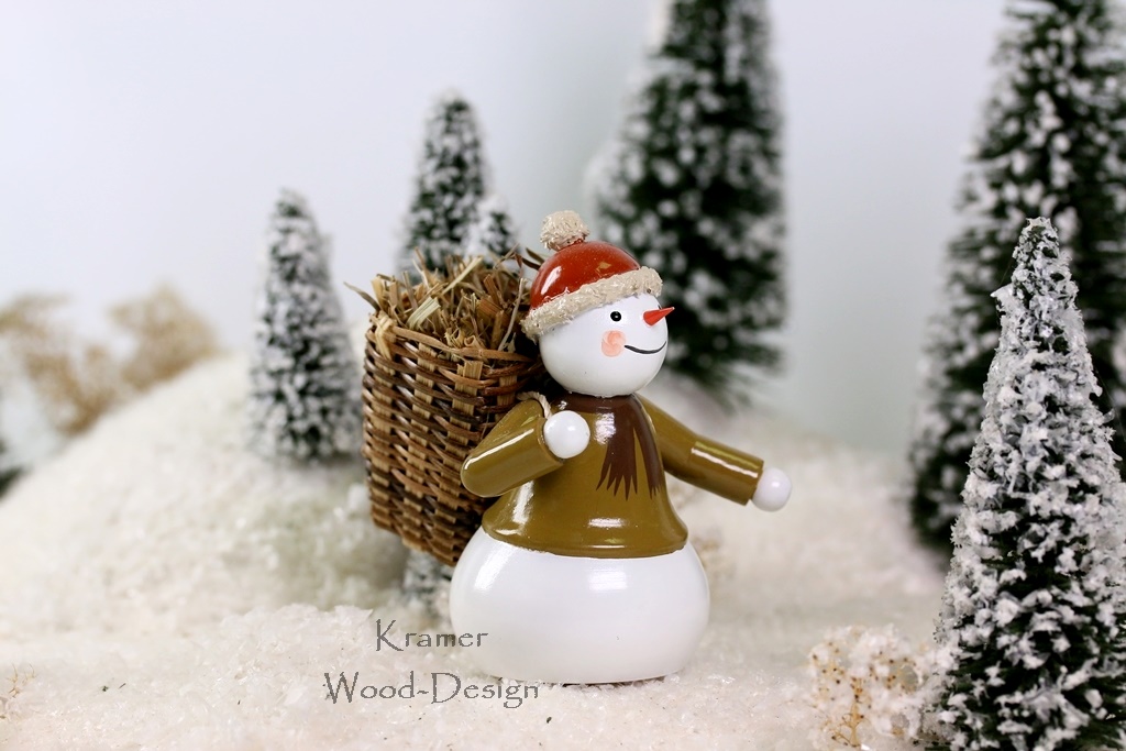 Schneemann mit Heukorb