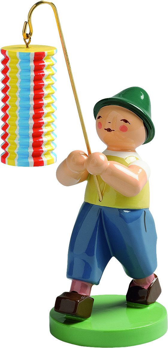 Junge mit langem Lampion, gestreift
