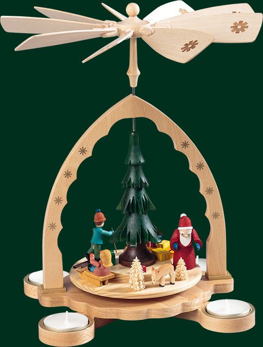 Pyramide Weihnachtswald bunt für Teelichte