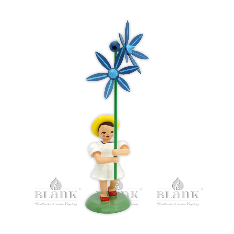 Blumenkind mit Blaustern, farbig