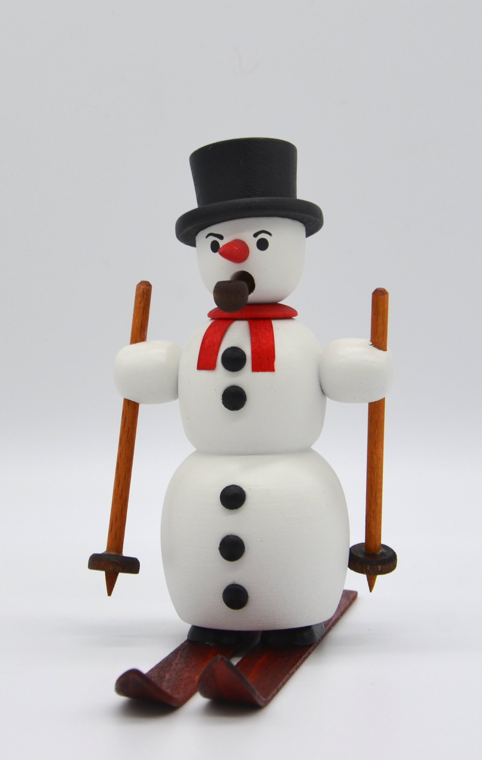 Schneemann auf Ski, weiß