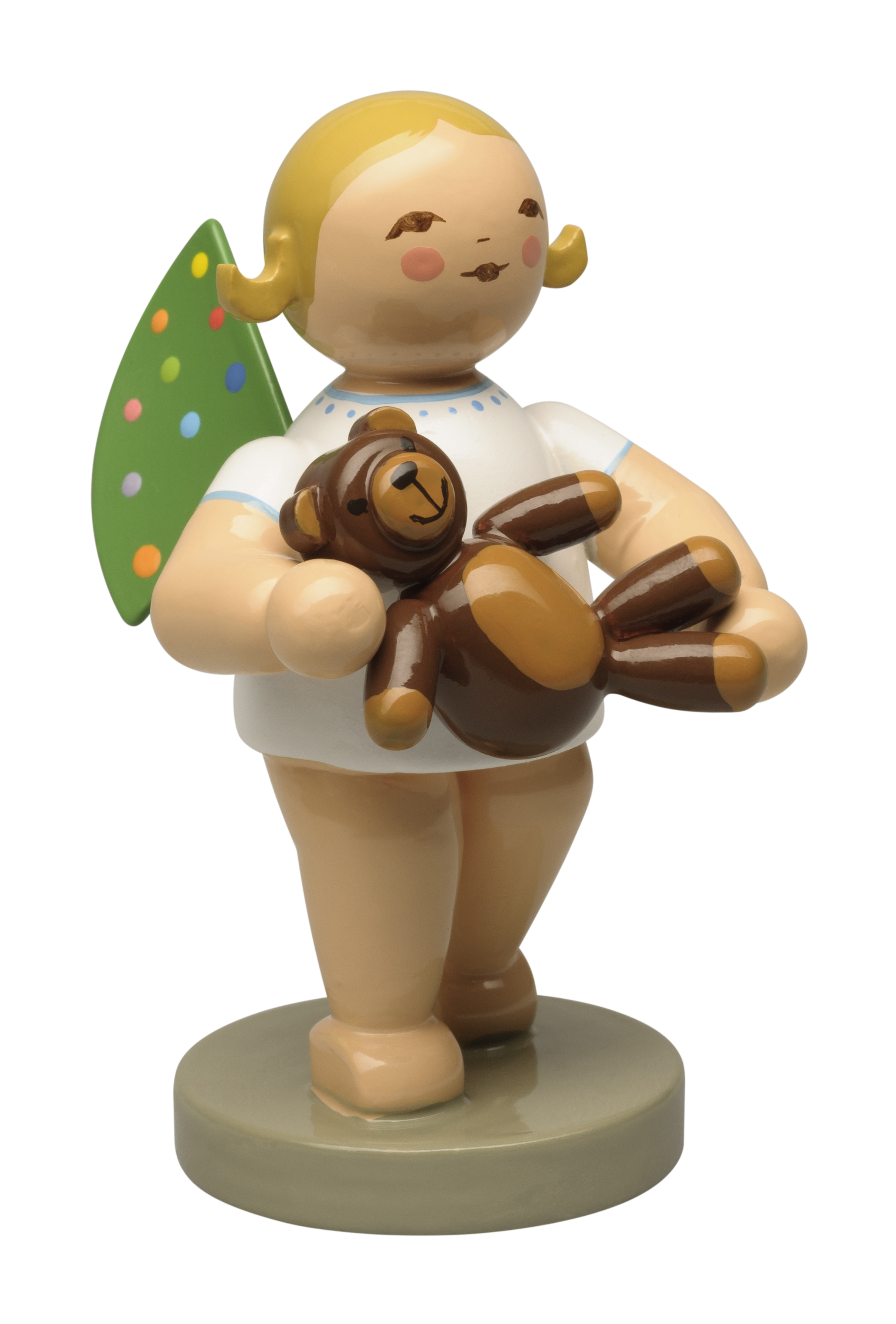 Engel mit farbigen Flügelpunkten und Teddy