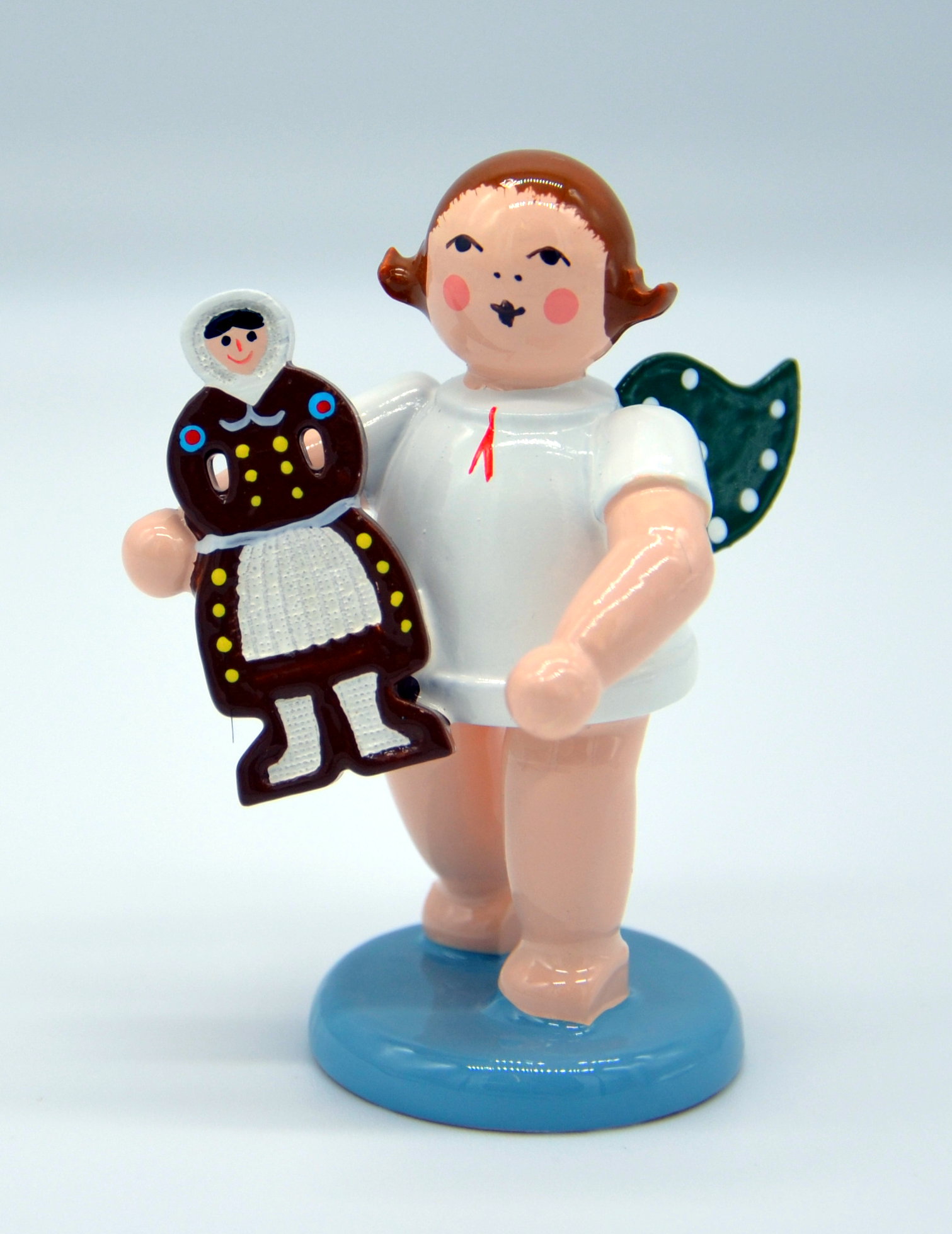 Engel mit Olberhauer Marktfigur "Pfefferkuchenfrau" oK